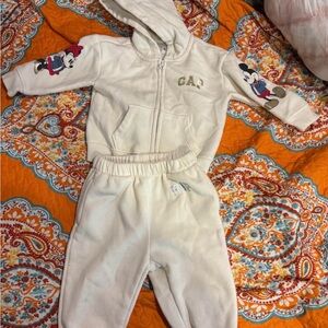 GAP Kids Cream Mickey Mouse Sweatpants & Hoodie Set